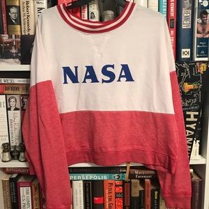 NASA cozy long sleeve oversized crop top